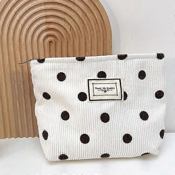 Corduroy makeup organizer bag with zipper design, suitable for travel and daily use