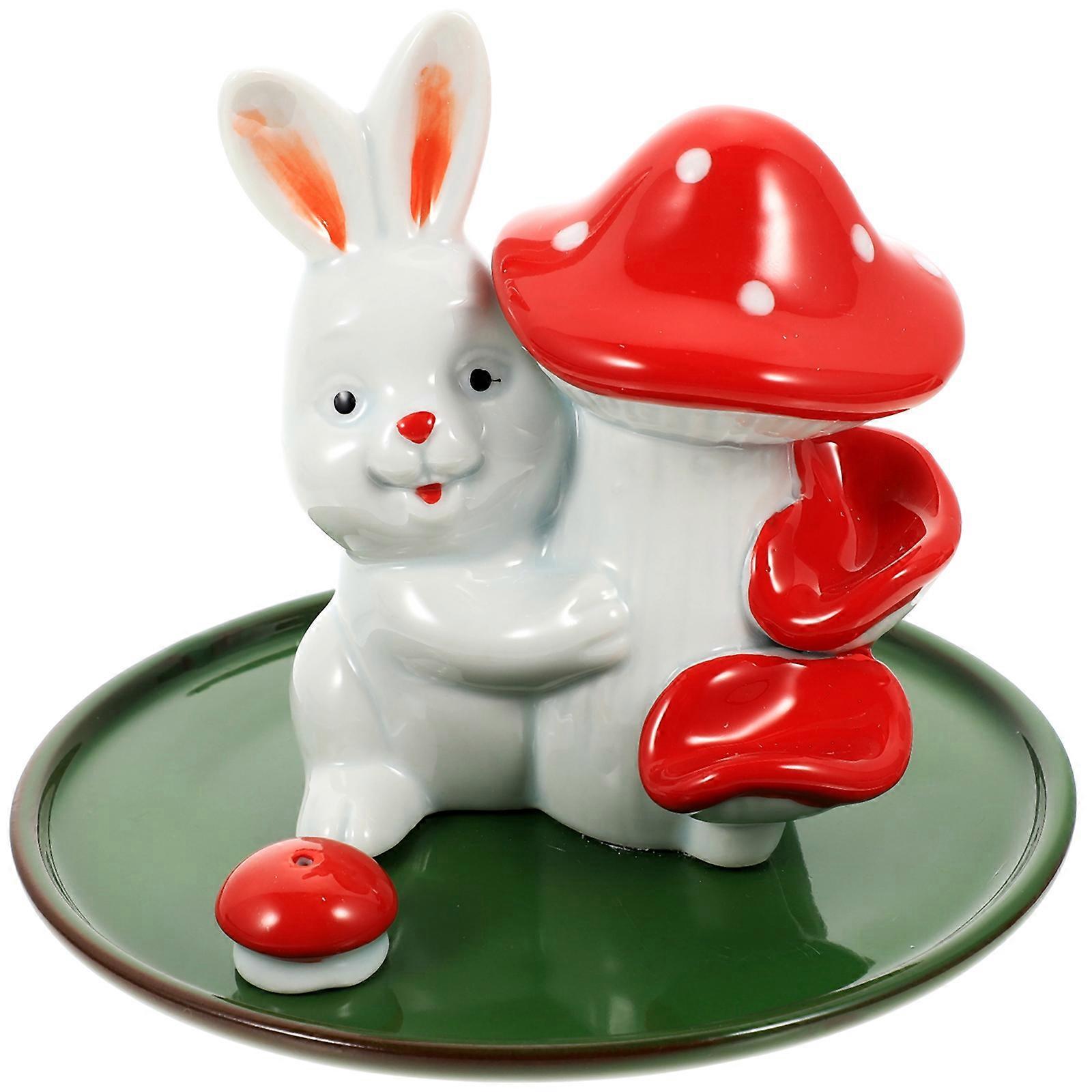 Porcelain Cone Burner Rabbit Design Air Purification Yoga Studio Meditation Aid 1Set