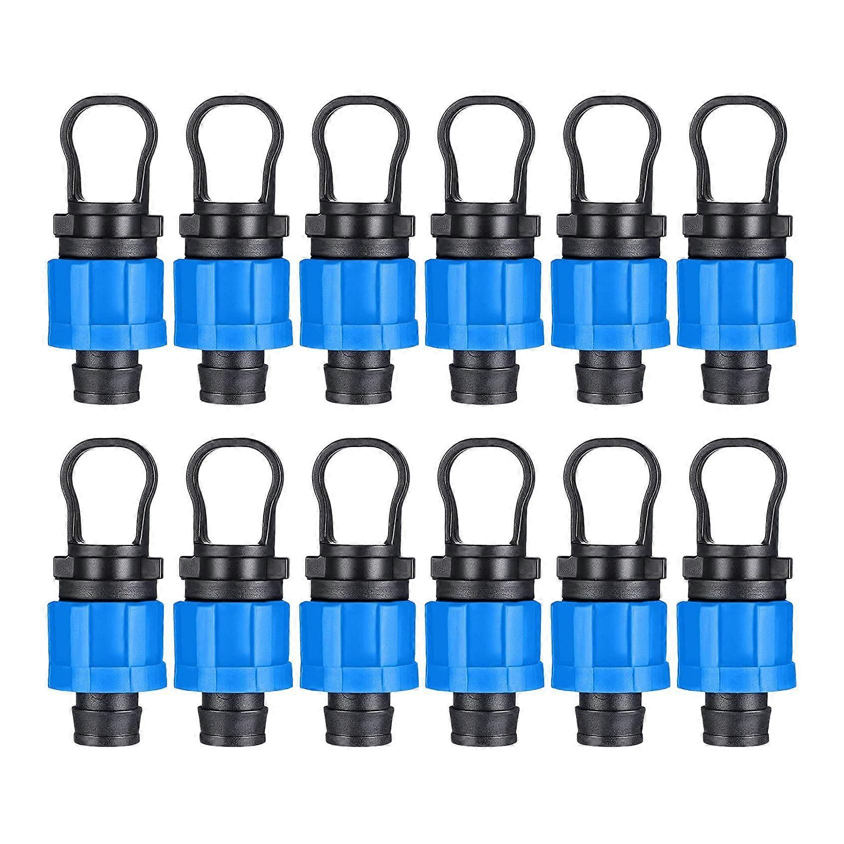 12 Pcs Drip Irrigation Tubing End Cap Plug 1/2 Inch Universal End Cap Fitting, Compatible with 16-1