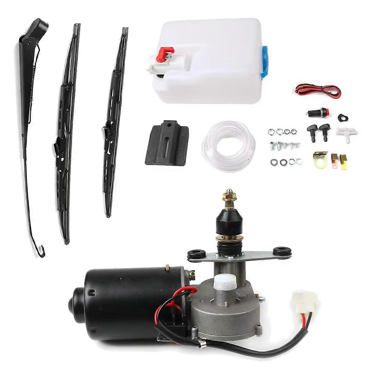 UTV Electric Windshield Wiper Motor Kit for Washer Reservoir Pump Bottle Jet Wiper