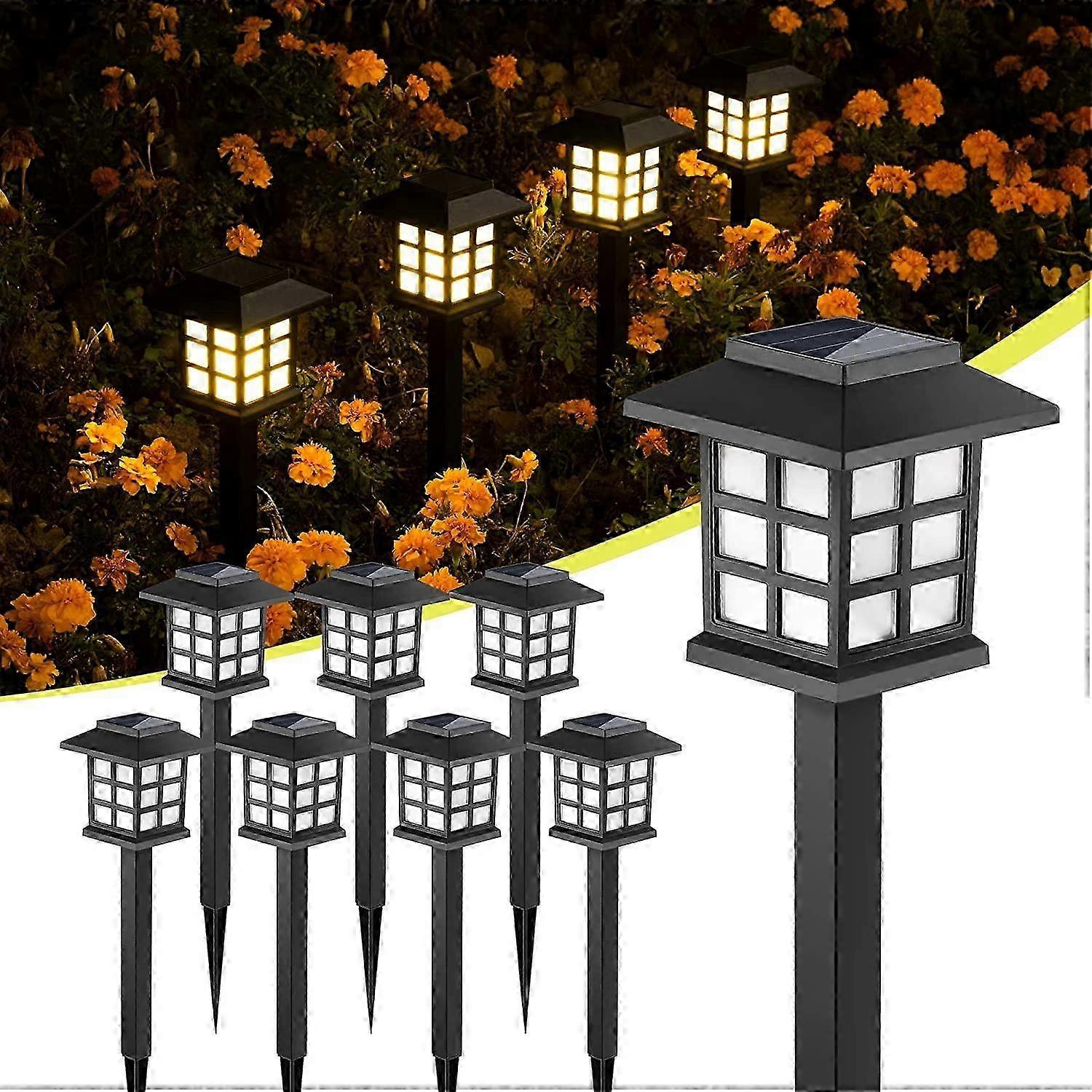 8 Pack Solar Powered Outdoor Waterproof LED Lights
