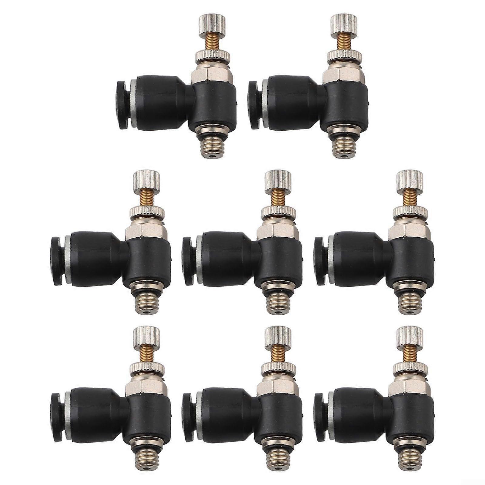8 Pcs Air Flow Speed Control Valve Connector Tube Hose Pneumatic Push In Fitting, PushIn Fittings, Air Flow Connectors