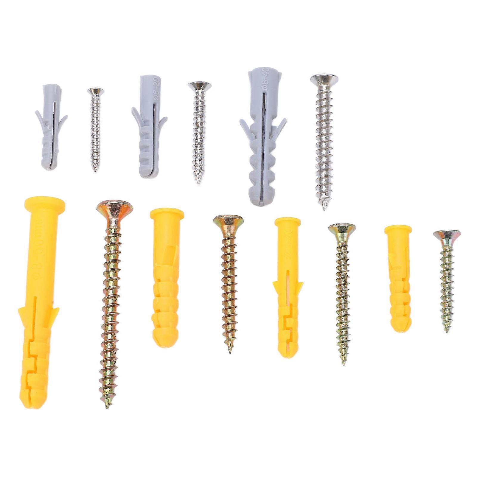 210PCS Flat Head Cross Self Tapping Screws with Nylon Anchors