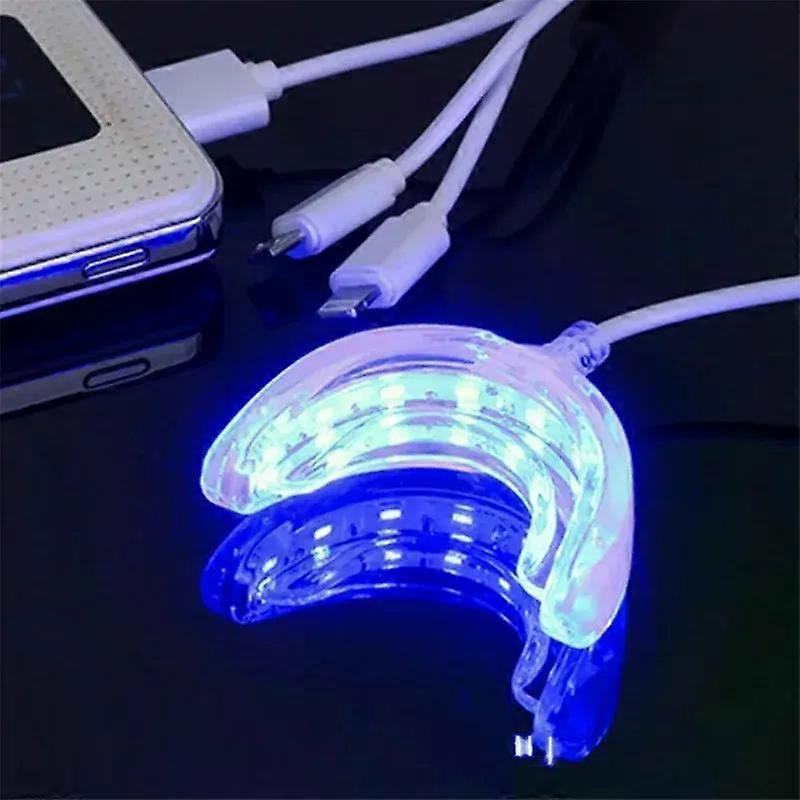 Teeth Whitening Accelerator Smart LED Blue Light Portable USB/iPhone/Android Charging Device Teeth Whitener Light Gum Tray