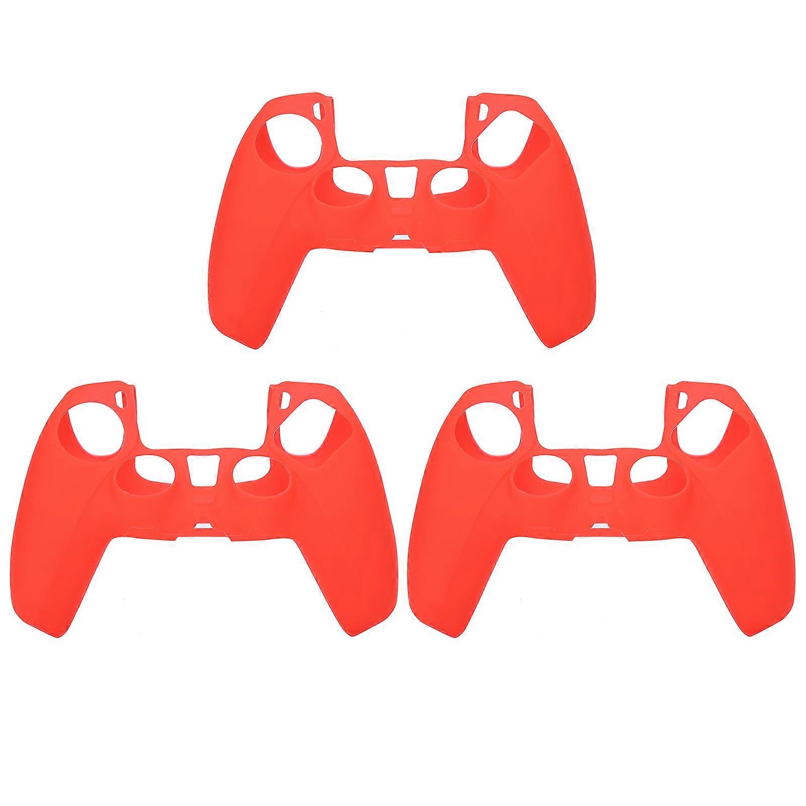 3Pcs Red Silicone Protective Sleeve for PS5 Gamepad - Eco-Friendly, Comfortable, Durable