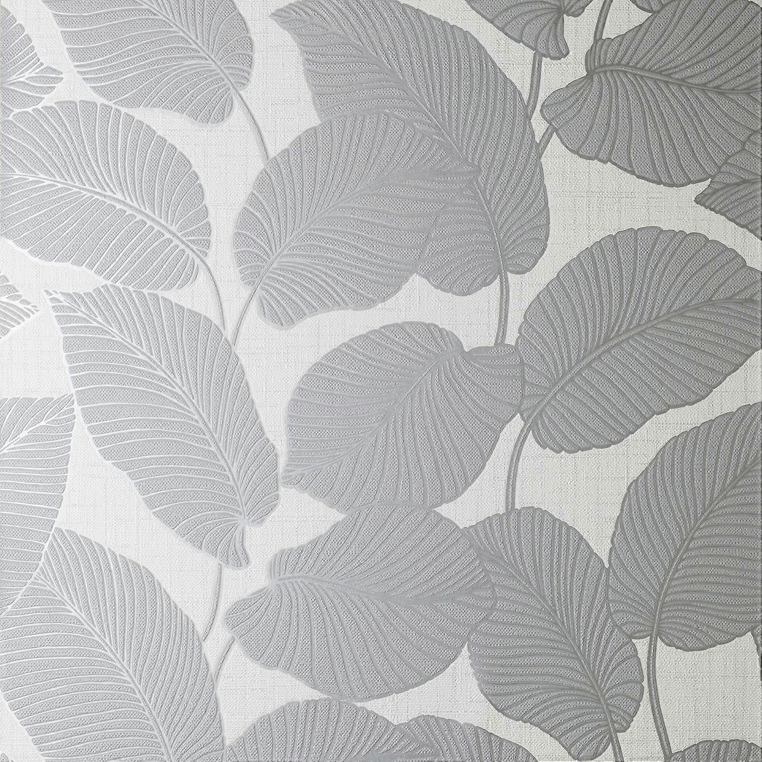 Larson Leaf Cinza Silver Papel de Parede