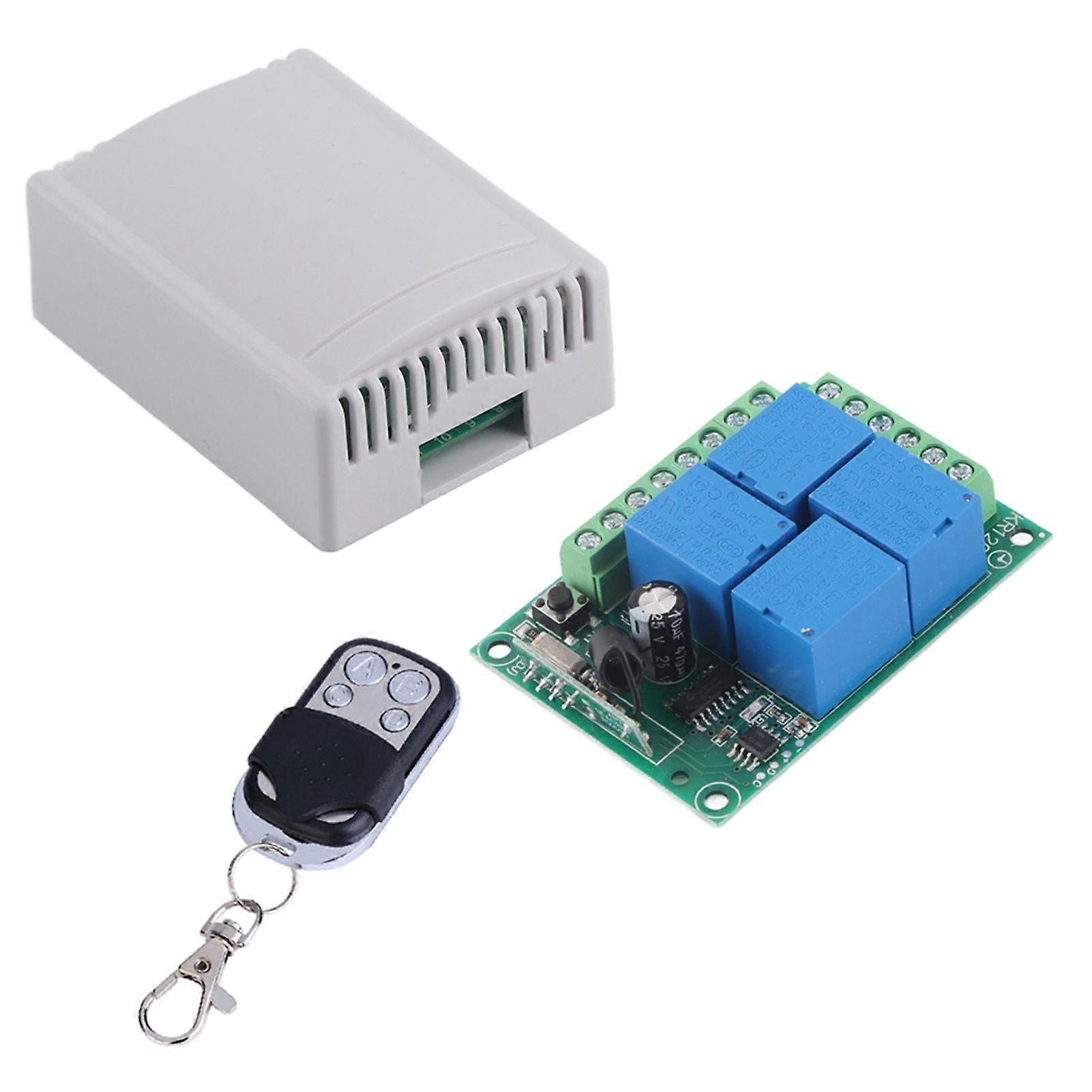 DC12V 4CH 433MHZ Wireless Garage Doors Control Switch Receiver Board with Remote Controller