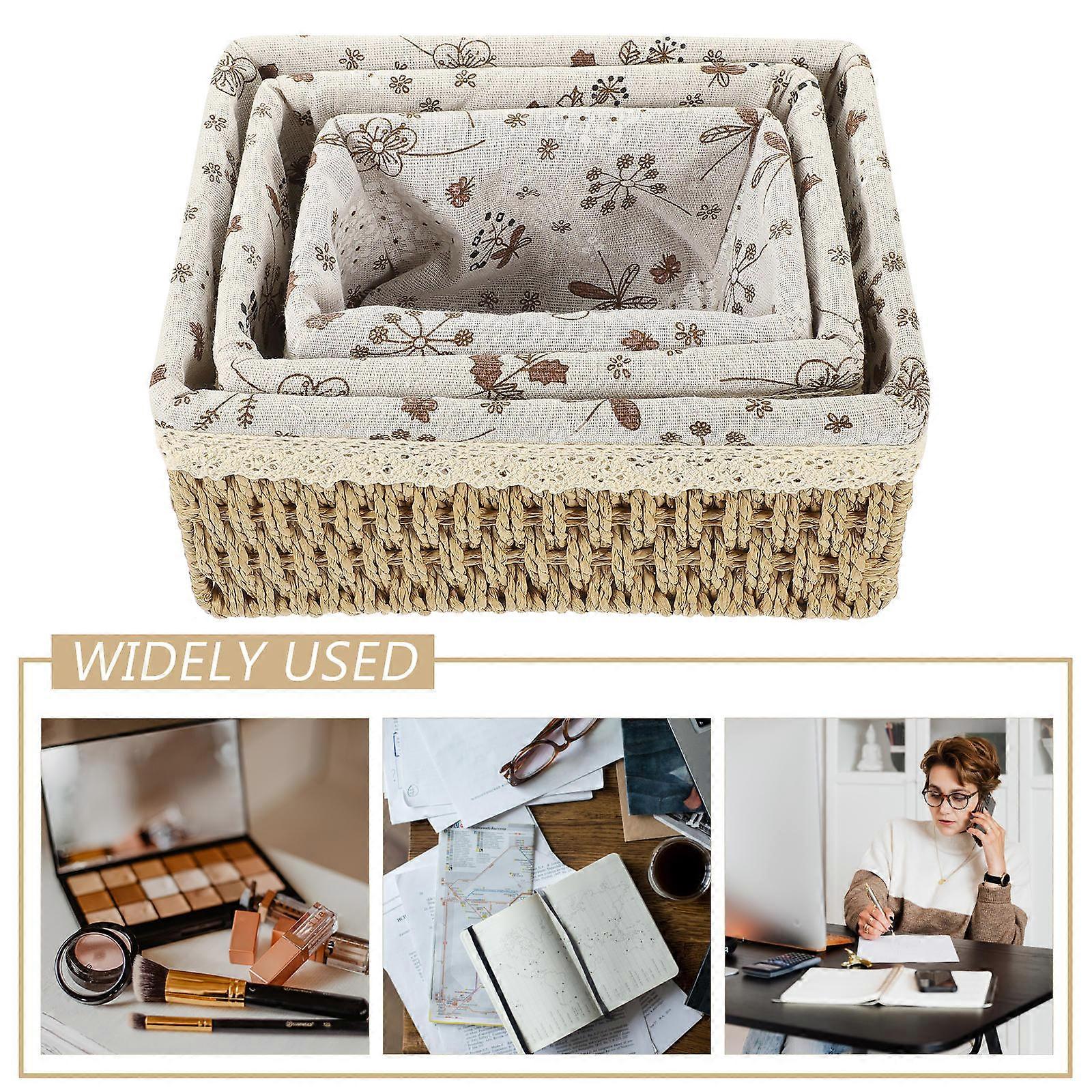 Woven Storage Basket for Storage 1Set Paper Rope Desktop Organizer