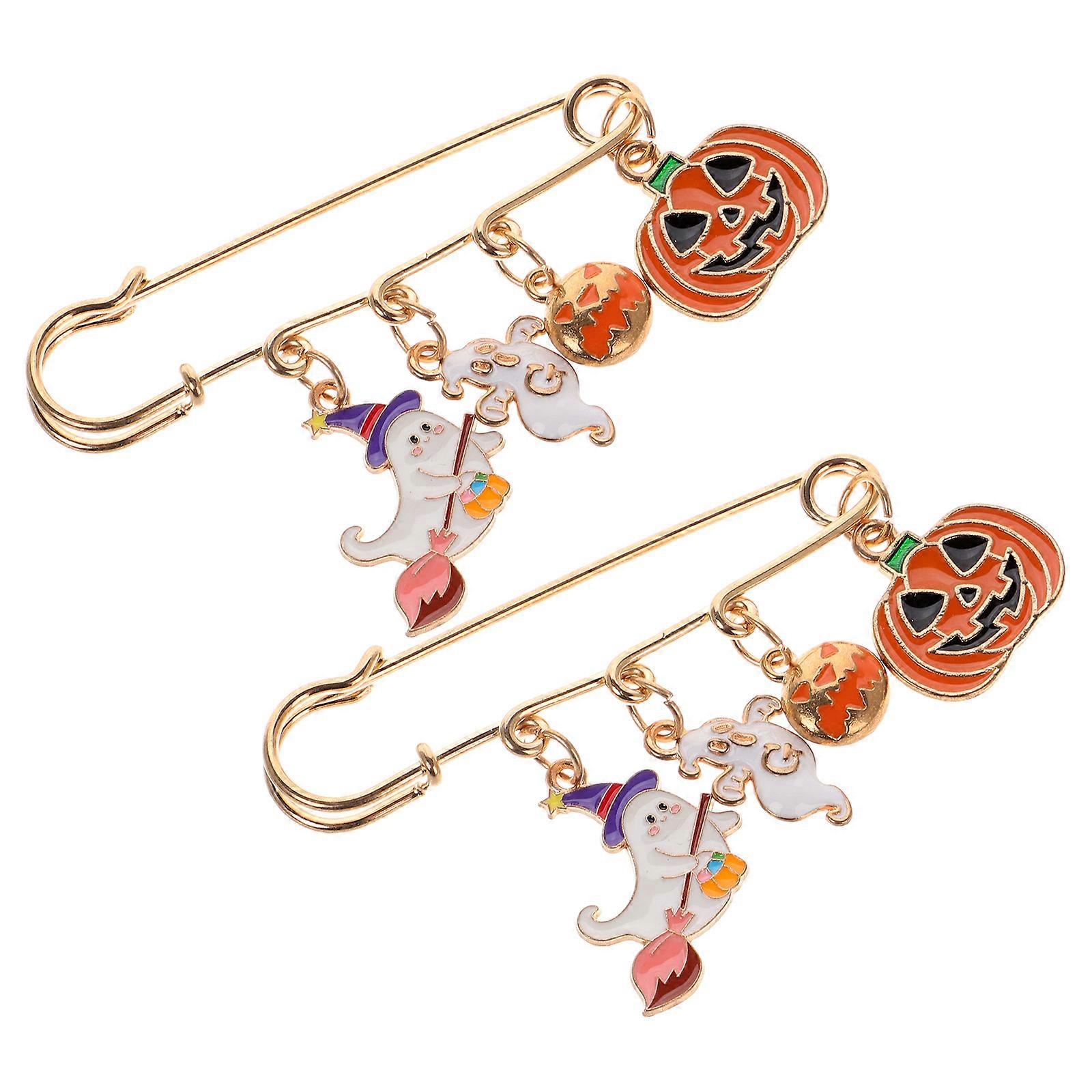 Halloween Lapel Pin Alloy Brooch Collection for Party Use 8Pcs Multicolor