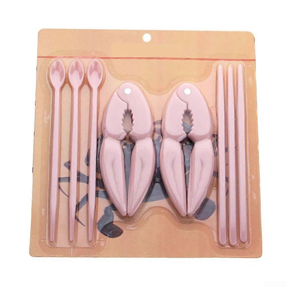 Effortless Crab Leg Cracking Plastic Crackers Set Green And Blue Options, Includes 2 Crackers And 3 Forks Pink Variant