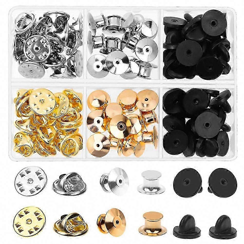 84pcs Rubber Copper Pin Backs for Lapel Pins, Safety Clasps, Flat Round Pin Backs