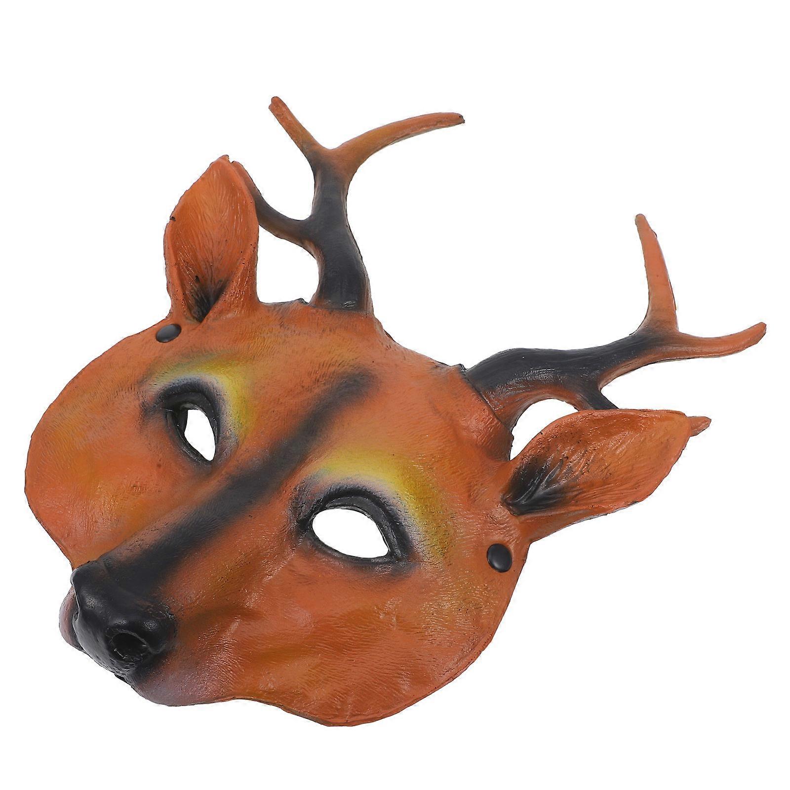 3Pcs Cosplay Deer Mask Halloween Mask for Party Brown PU