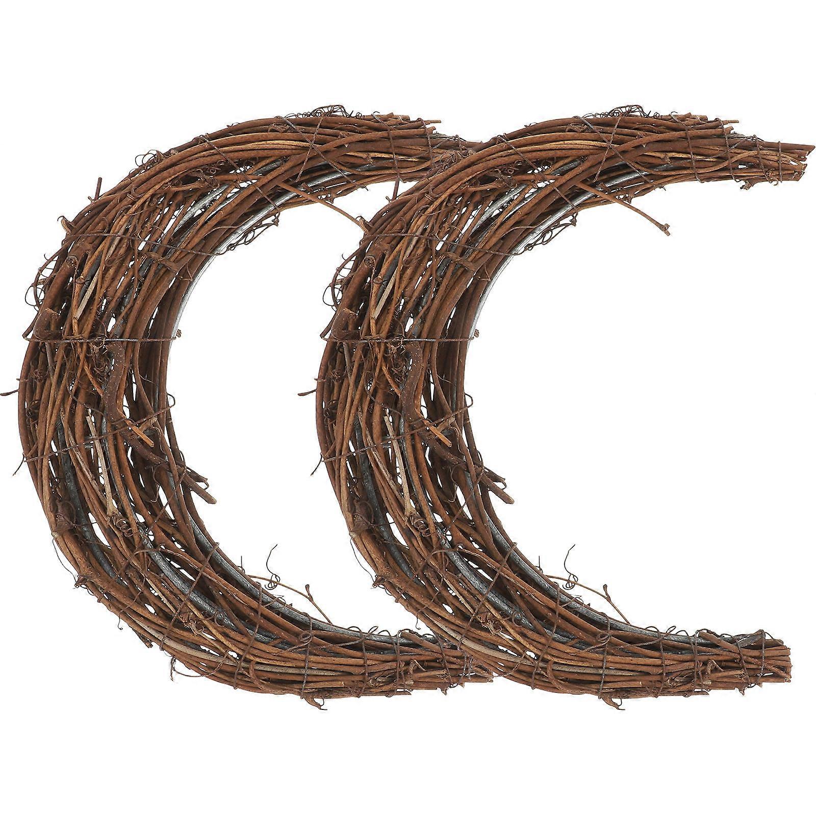 Handmade DIY Rattan Ring Moon Shaped Wreath for Decor 8Pcs Set