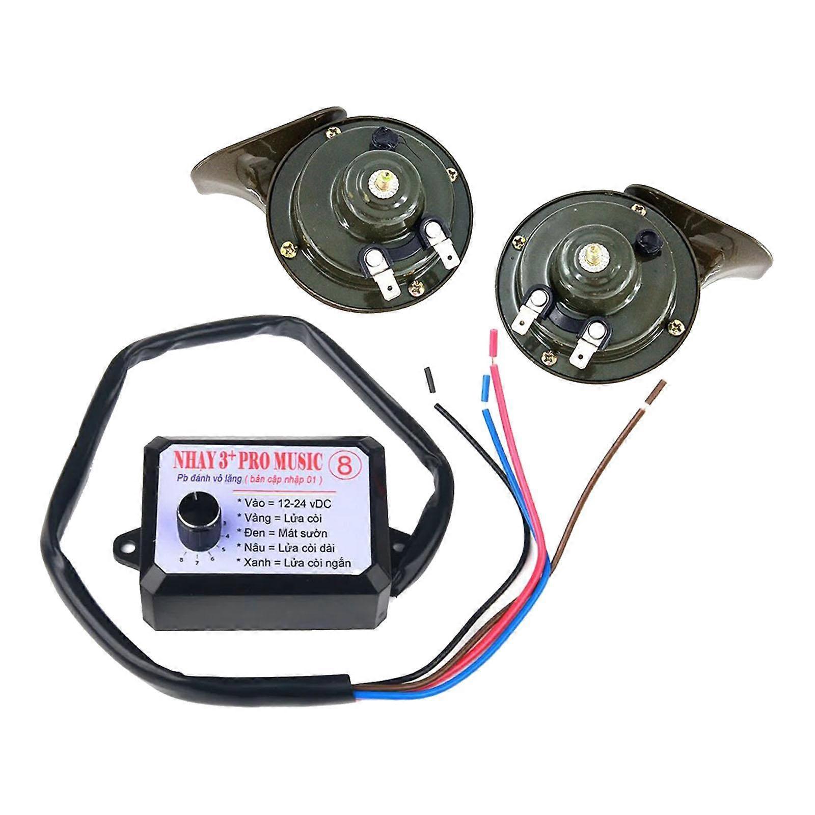 12V Car Van Electric Horn Controller Set Adjustable Knob Control Box 12 sounds