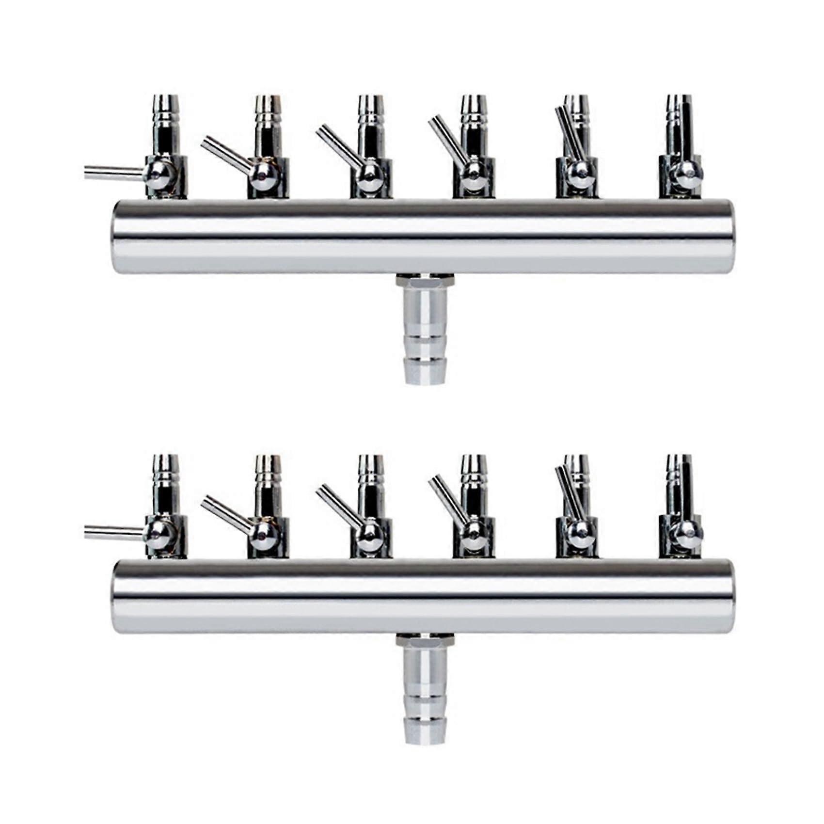 2X 6 Way Air Splitter Valve For Aquarium Fish Tank Flow Splitter Distributor Compatible With Air Pumps 2 Pack