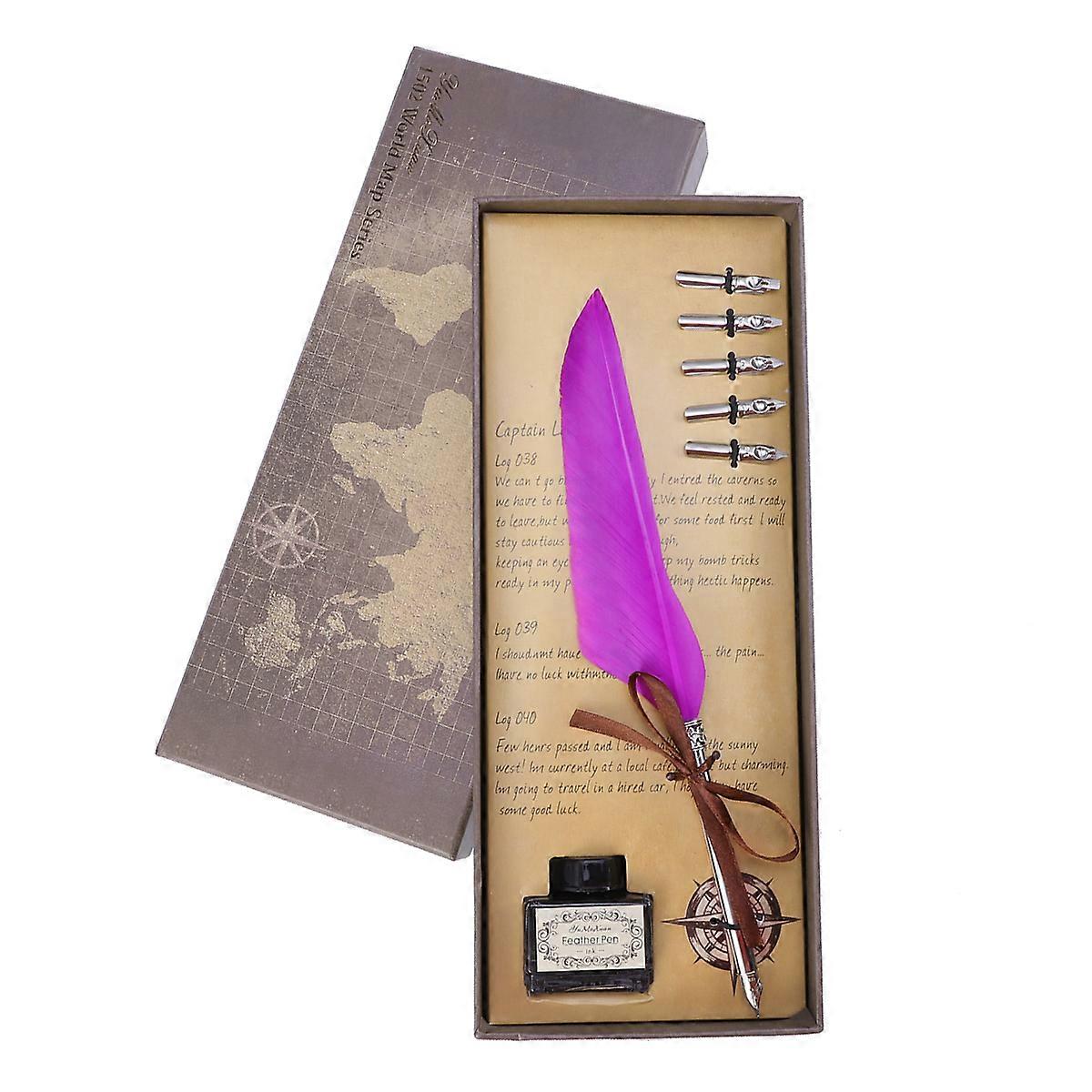 Pen Set for Writing with Ink Box Purple Color 2Sets