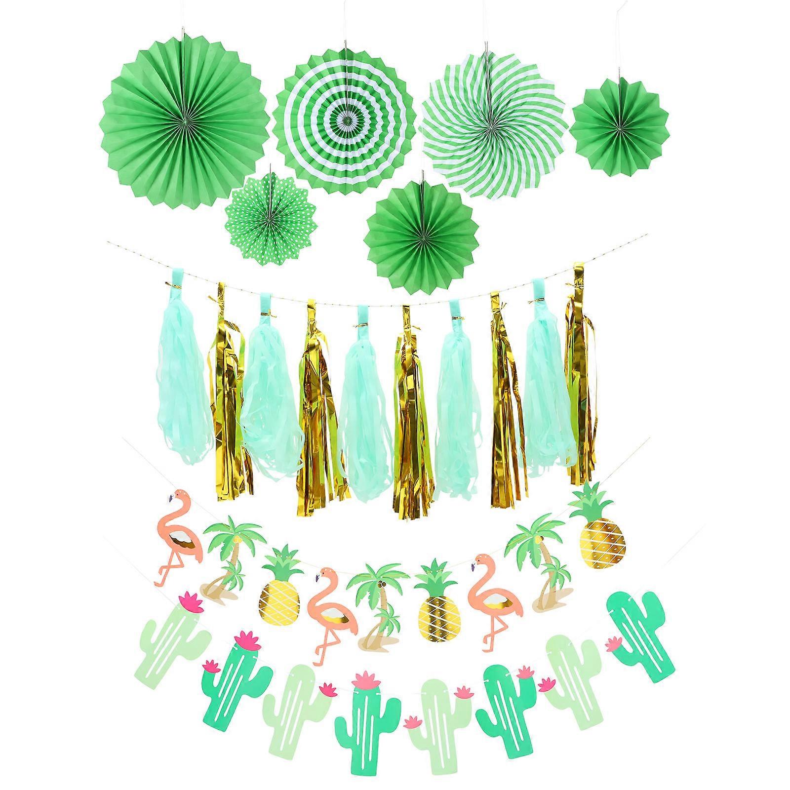 Assorted Color Hawaiian Hanging Paper Decoration for Party Use 4Sets