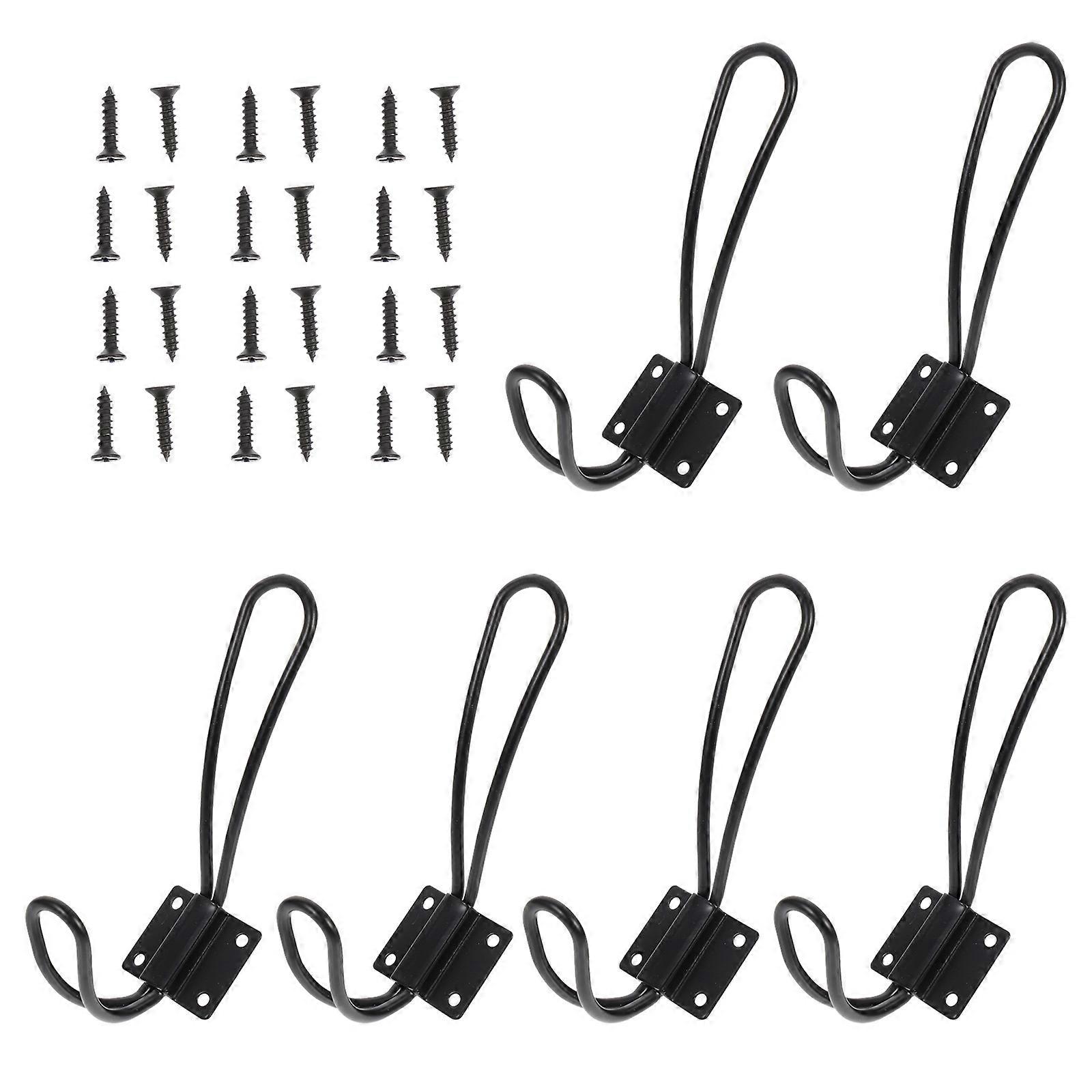 Vintage Clothes Hooks Iron Hook for Hanging 6Sets Decorative Closet Hooks