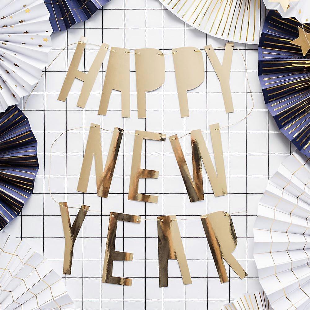 Gold 'Happy New Year' Card Banner Bunting 2m String