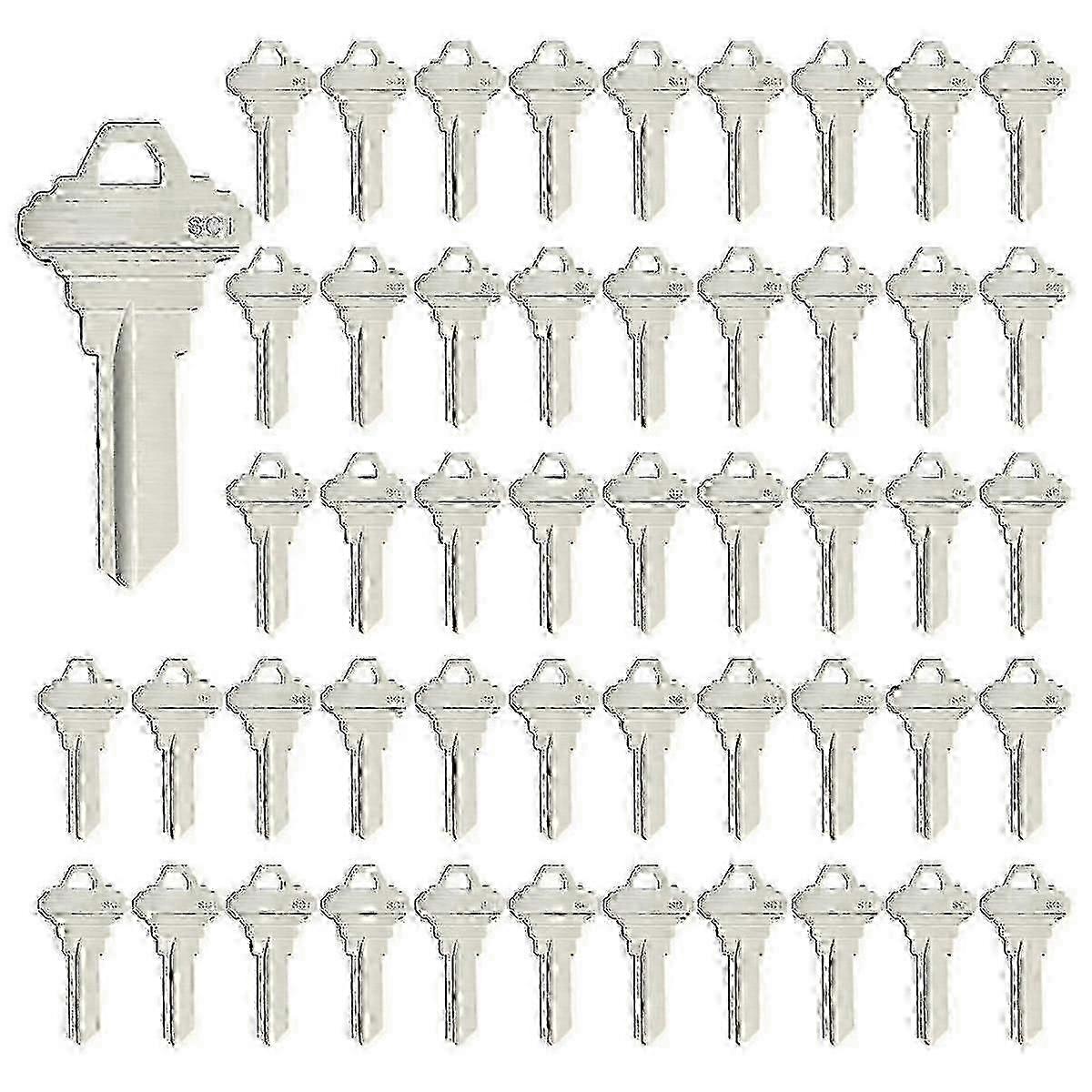 100pcs ottone e argento chiavi vuote SC1 chiavi grezze per casa e ufficio - Confezione da 100