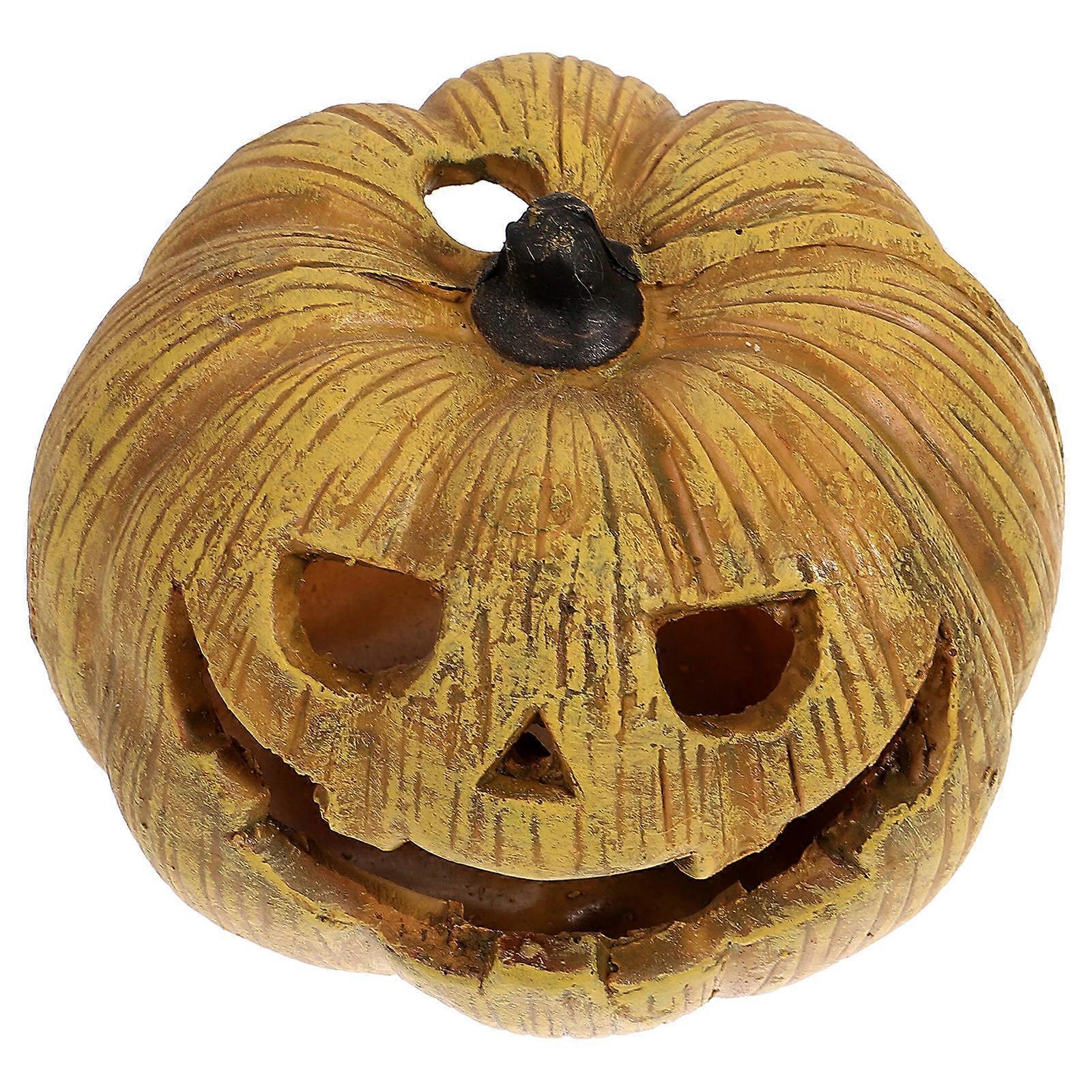 Pumpkin Shaped Resin Hiding Place For Reptiles In Terrarium And Aquarium 4Pcs With Landscape Ornament Function