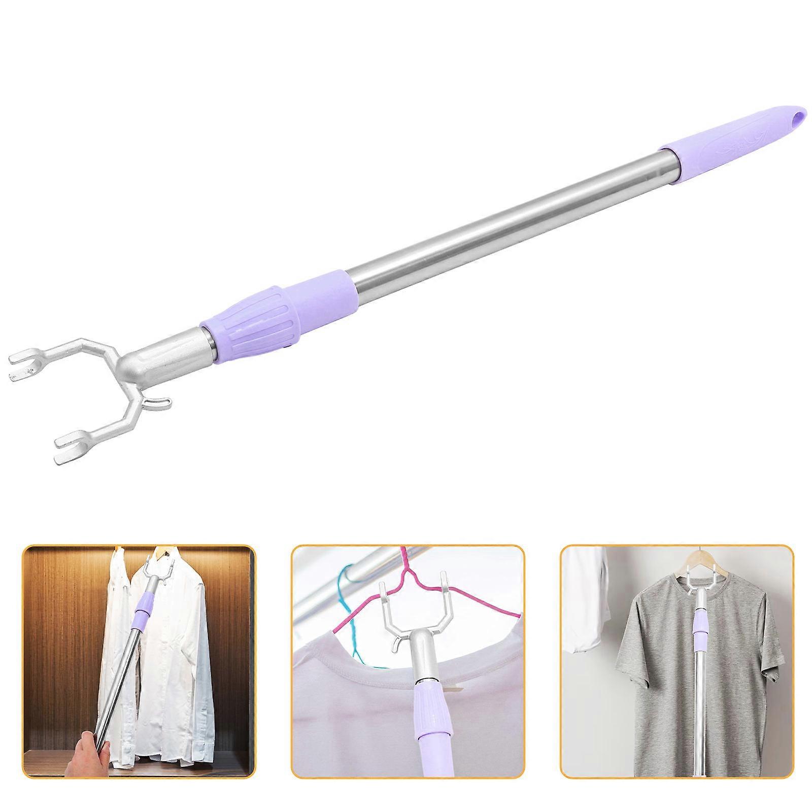 Adjustable Clothesline Pole For Household Use Silver 55 To 80Cm 3Pcs