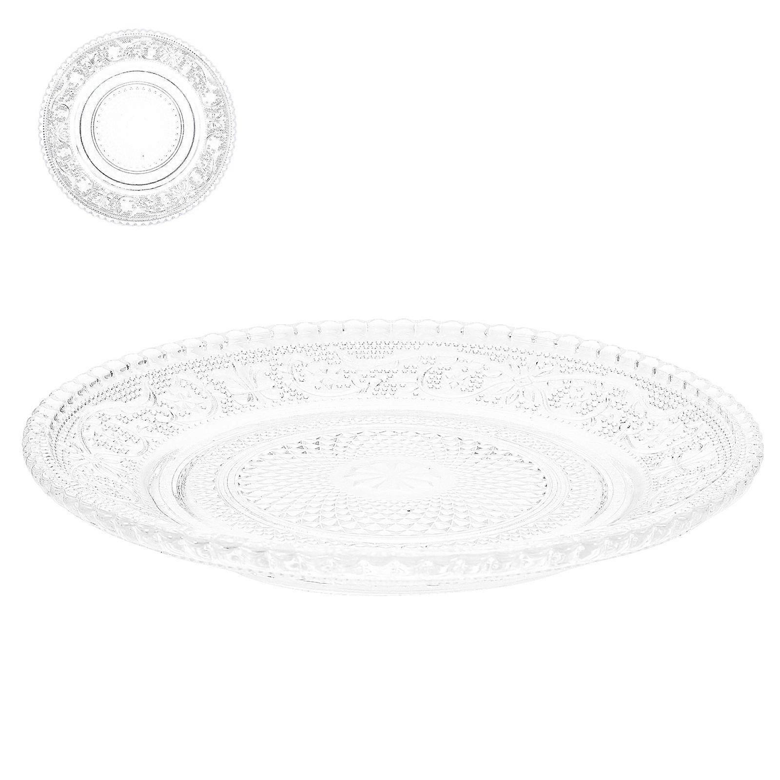 Glass Plate Transparent Dessert Plates Functional 2Pcs for Kitchen Use