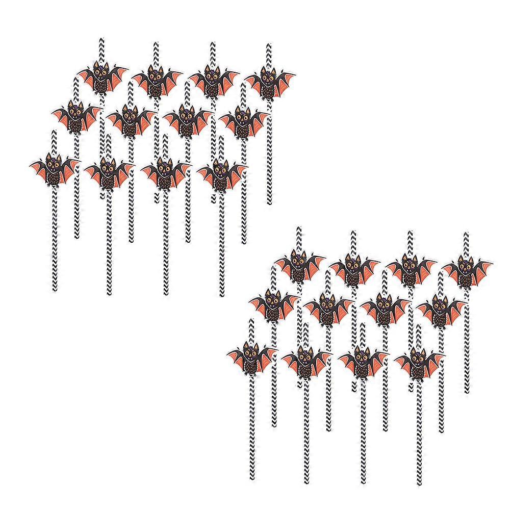 Bat Themed Drinking Straws Novelty Halloween Party Straws for Drinking Use 48Pcs