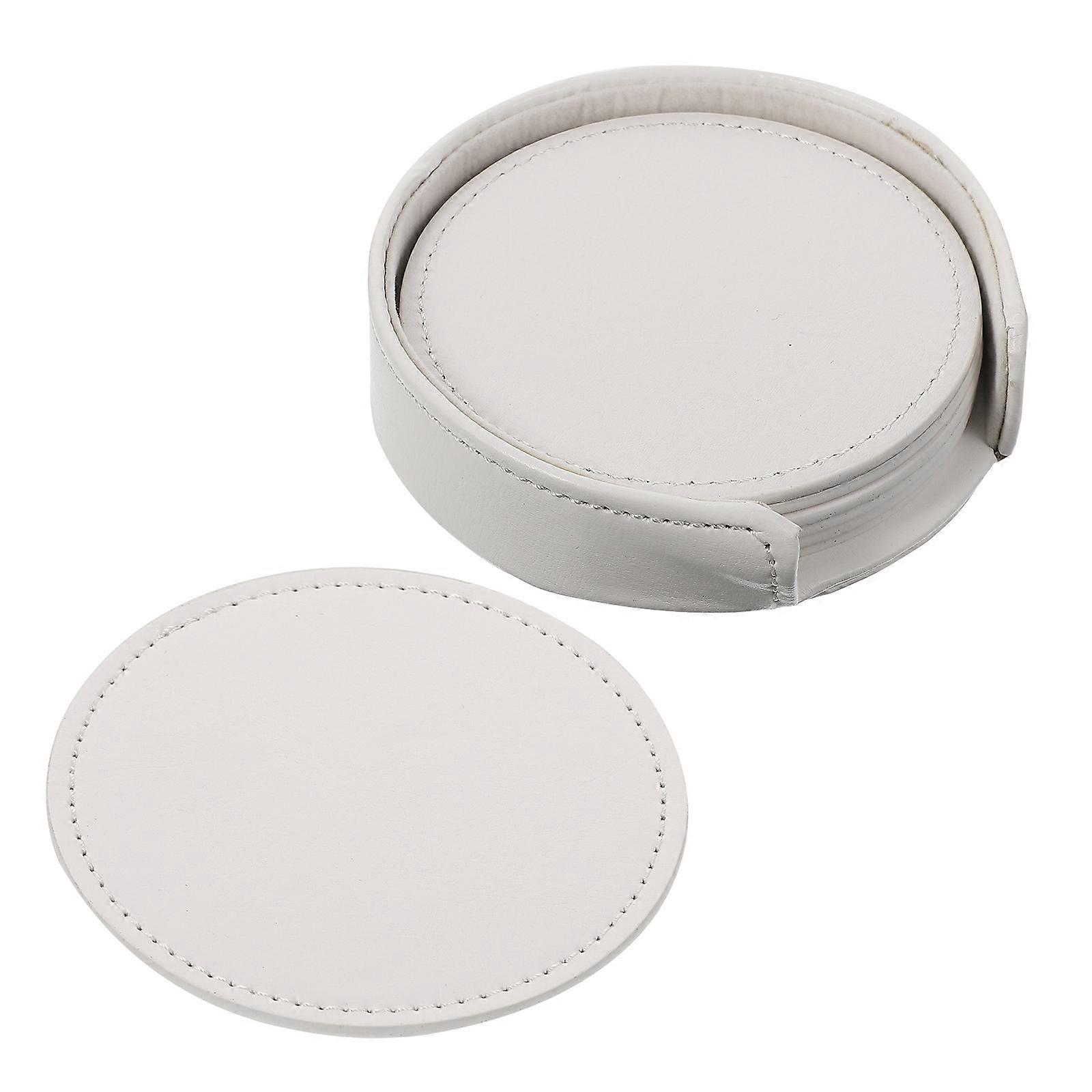 Round Cup Mats Coasters for Home Heat Insulation Pad 2Sets White