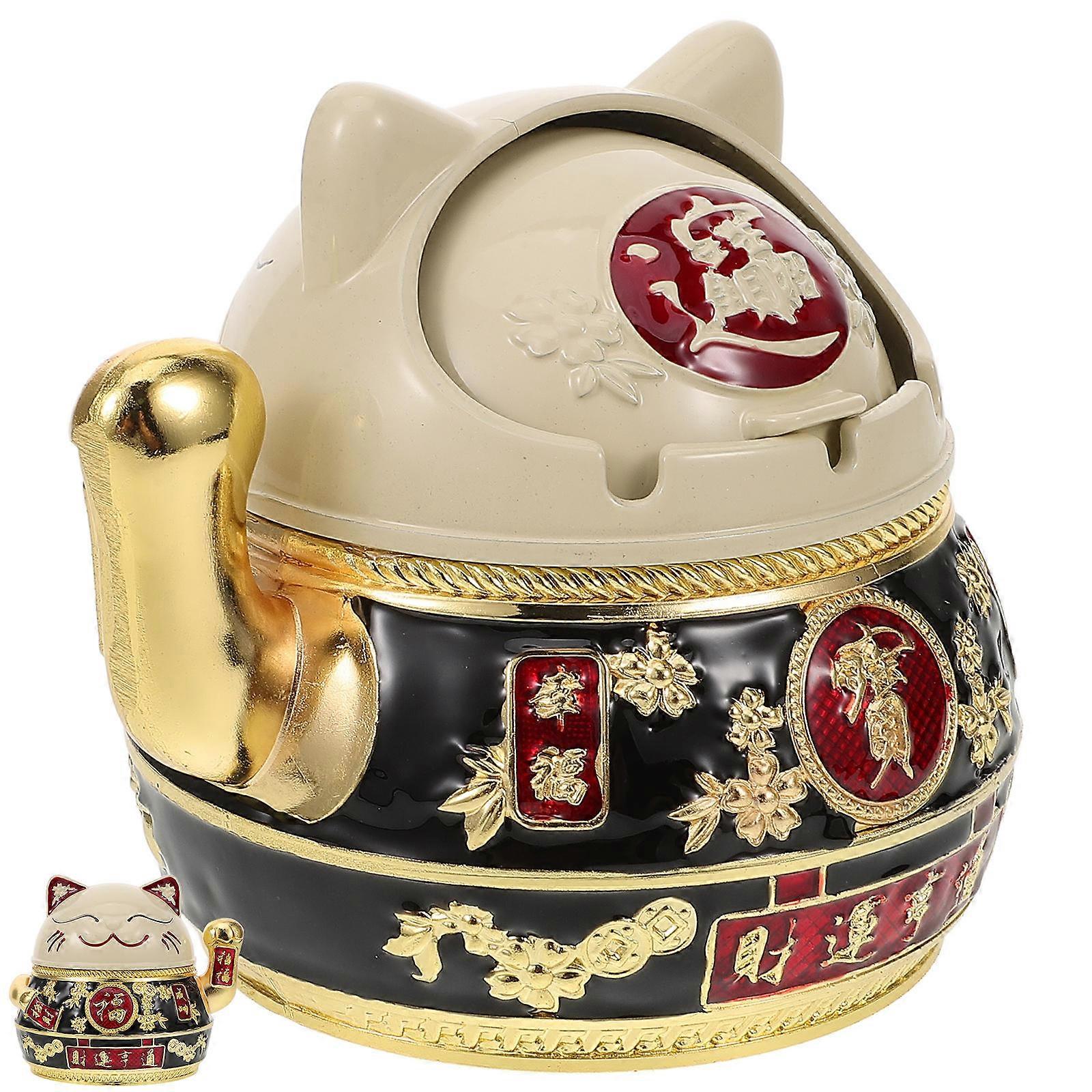 Desktop Ashtray Cartoon Cat Convenient Ash Tray for Office 2Pcs