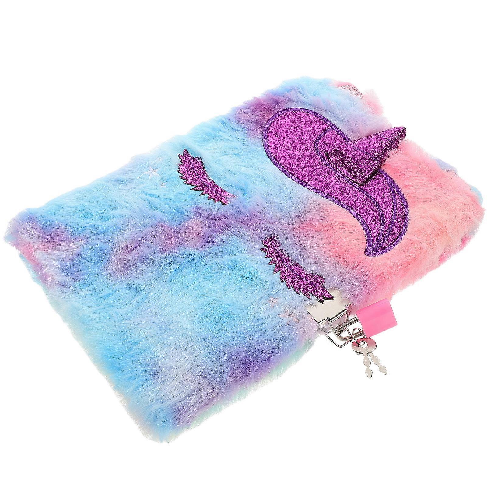 Furry Plush Unicorn Notebook for Girls 5Pcs Lockable Journal