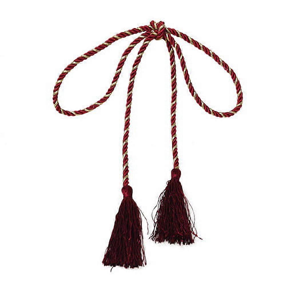 Farfi 1 Pc Home Fancy Wrap Rope Window Lines Room Curtain Fringe Tassel Tieback (Wine Red)