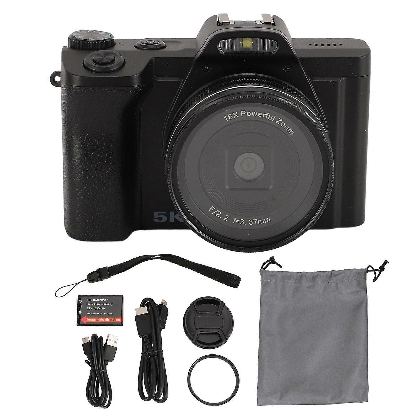 5K Digital Camera for Photography 48MP 16X Digital Zoom Autofocus Vlogging Video Camera with Wireless Fidelity 3.5 Inch Screen UV Filter for Travel