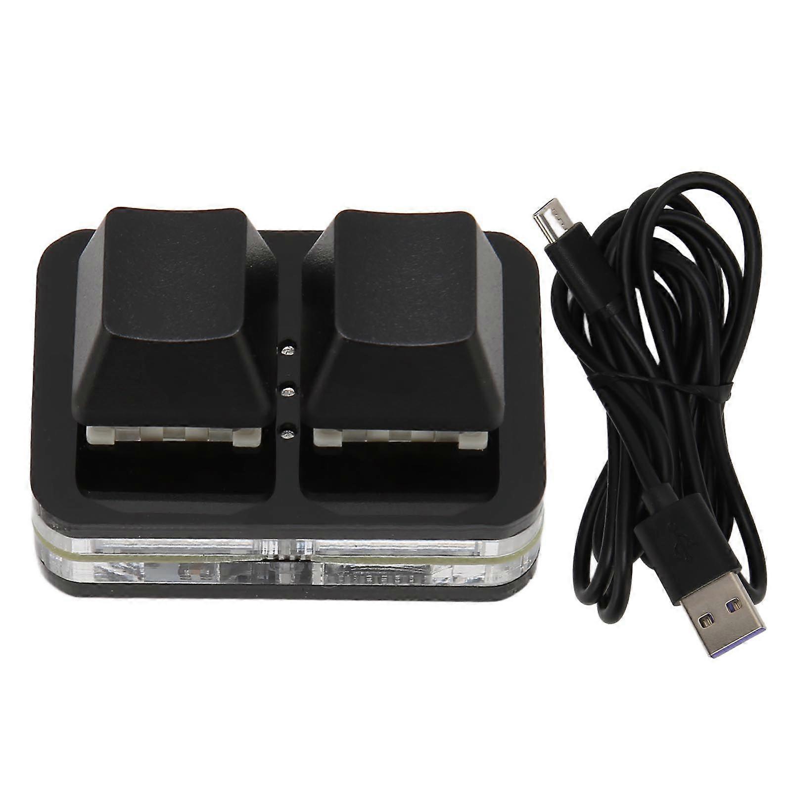 USB 2 Key Mini Keypad Custom RGB LED Backlight Macro Programming Keyboard for Windows for OS X for Linux Black