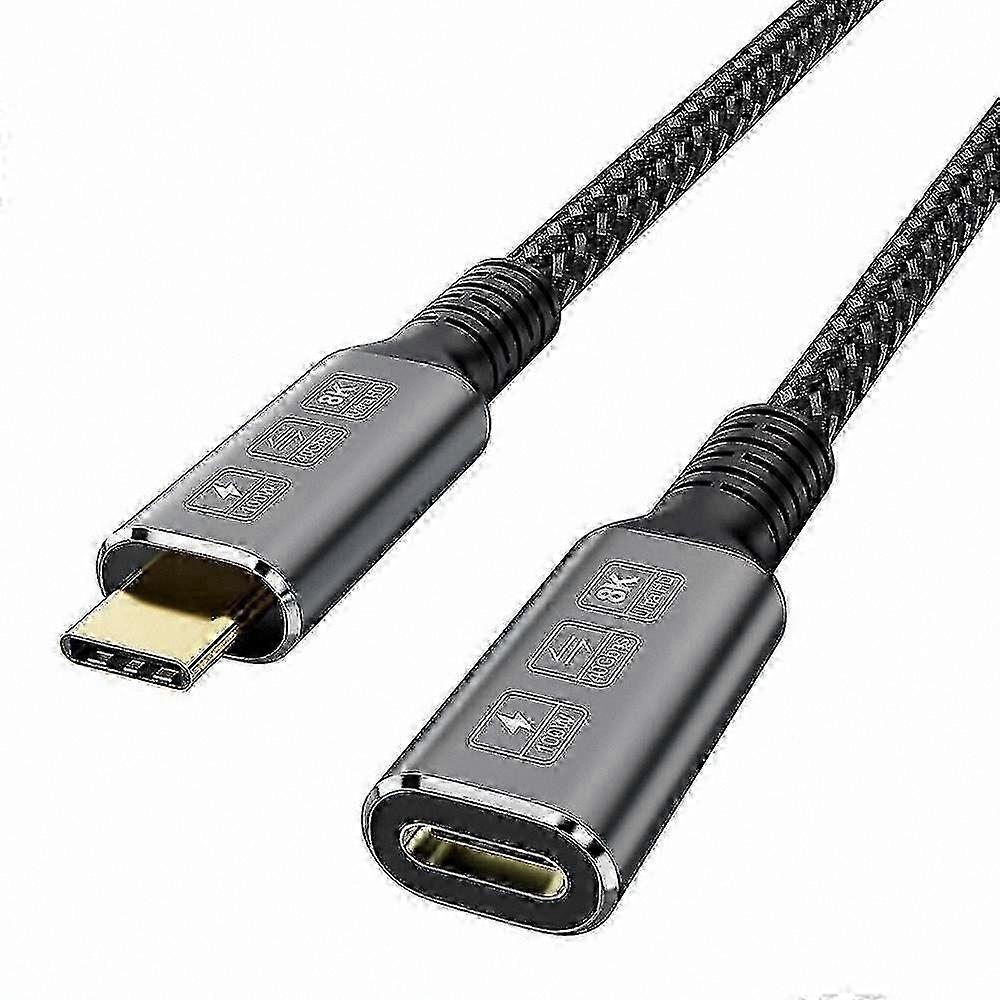 USB-C to USB-C Extension Cable, 0.8m Male to Female Cord Supporting 8K/5K@60Hz Video, 40Gbps Data Transfer, and 100W Charging Power Delivery