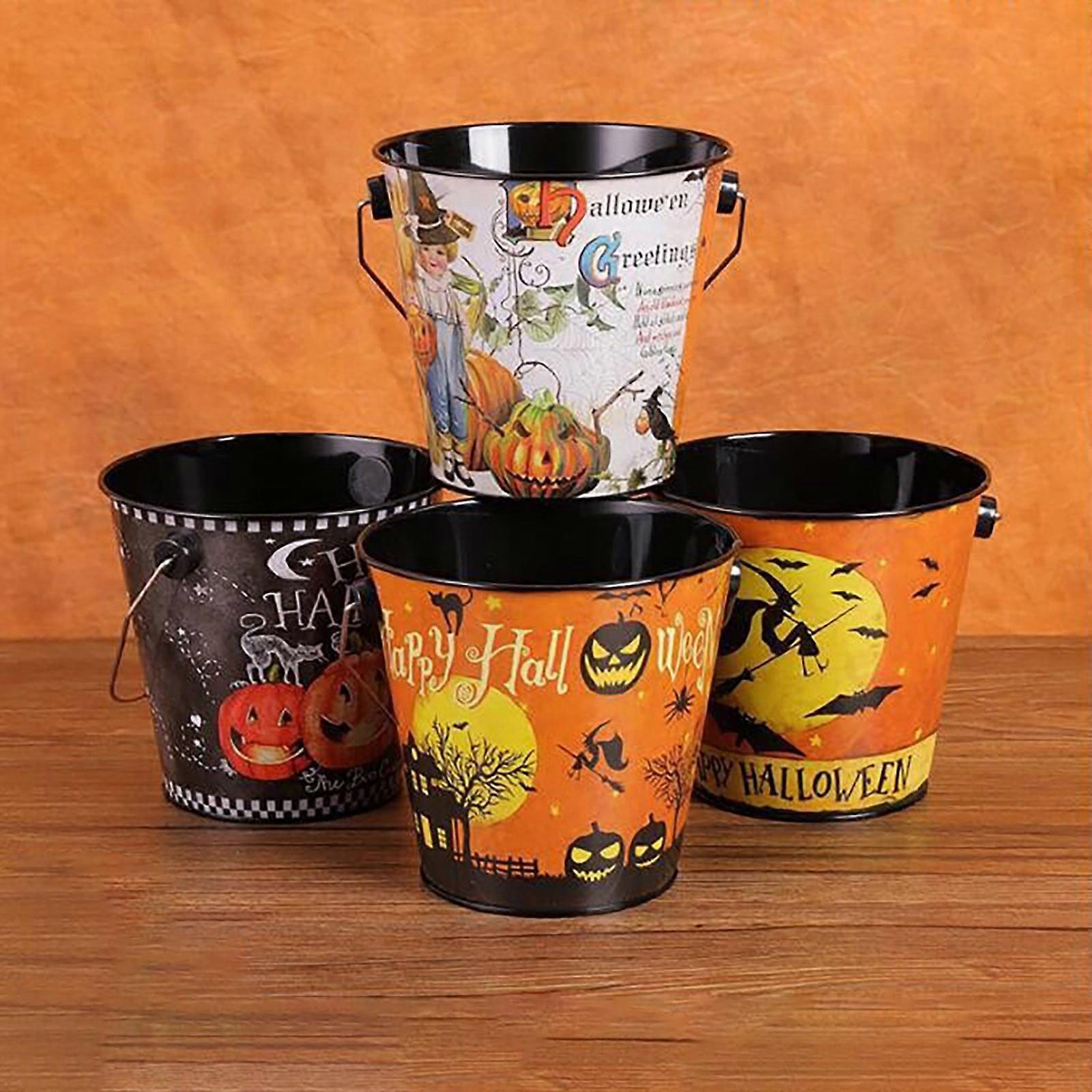 Halloween Candy Bucket with Handle, Compatible with Steel Trick-or-Treat Buckets, Party Holder, Random Patterns Decorations Clearance