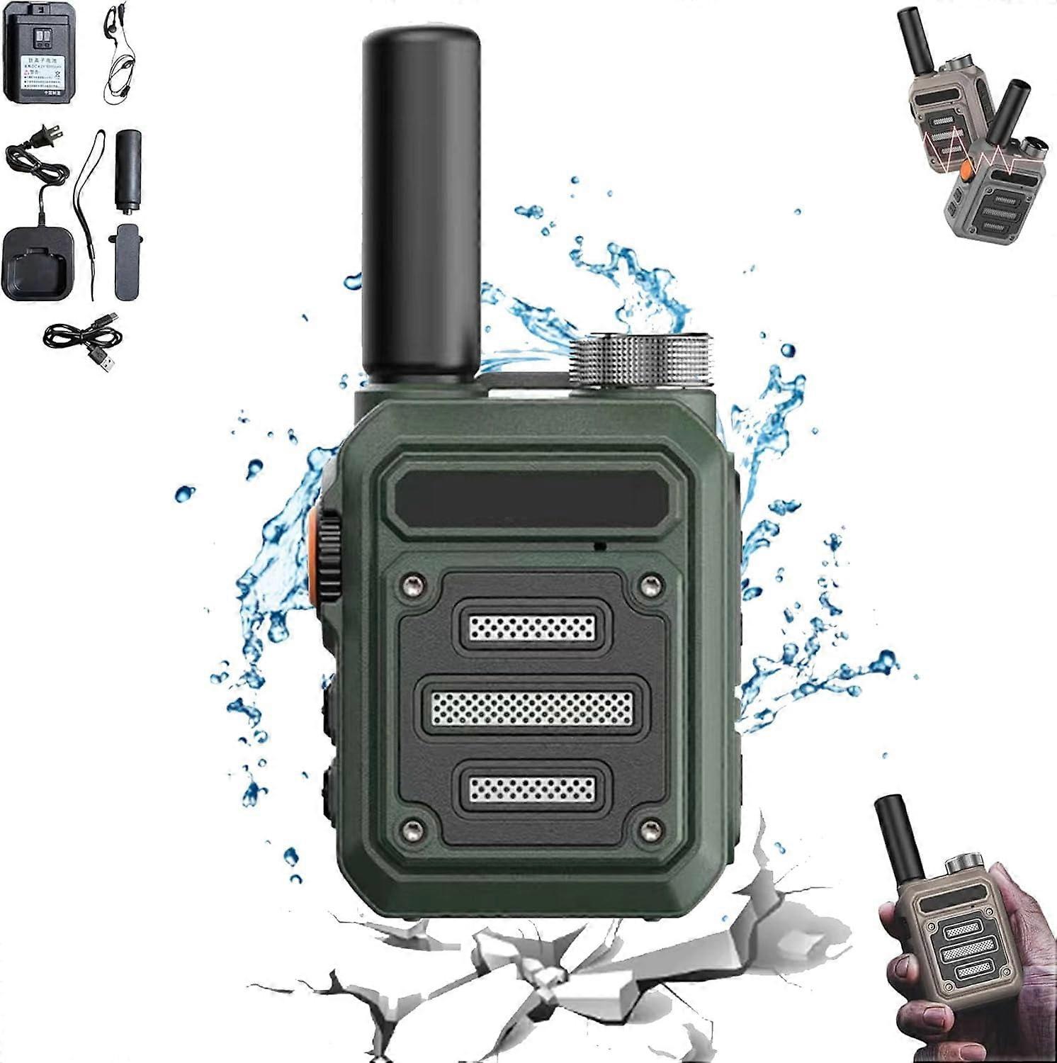Waterproof & Shock Resistant Walkie-Talkies, Nationwide PTT Unlimited Range No Fees Calls, Nokrad Mini Rechargeable Long Range with 6-DAY Battery