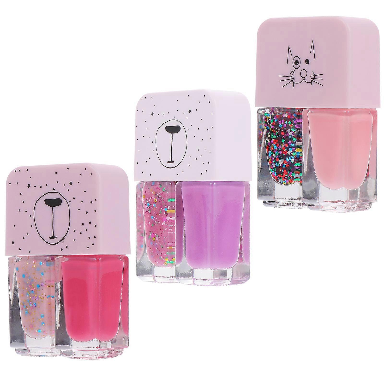 Assorted Color Nail Polishes Two in One for Women Suitable for Daily Work and Date Non-tearable 3Pcs