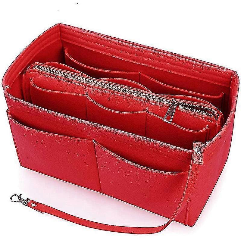 Purse Organizer Insert Felt Bag With Zipper Handbag Tote Shaper Multi Pockets Large Storage Bags
