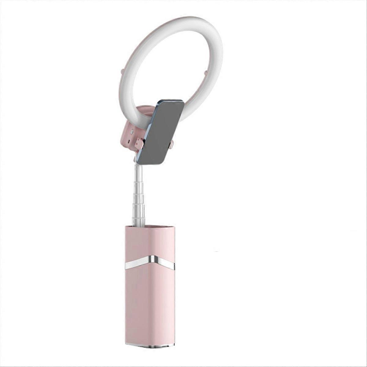 10 Inch Mini Portable LED Ring Fill Light Tripod Desktop Adjustable Remote Control Lamp for Live Streaming Pink