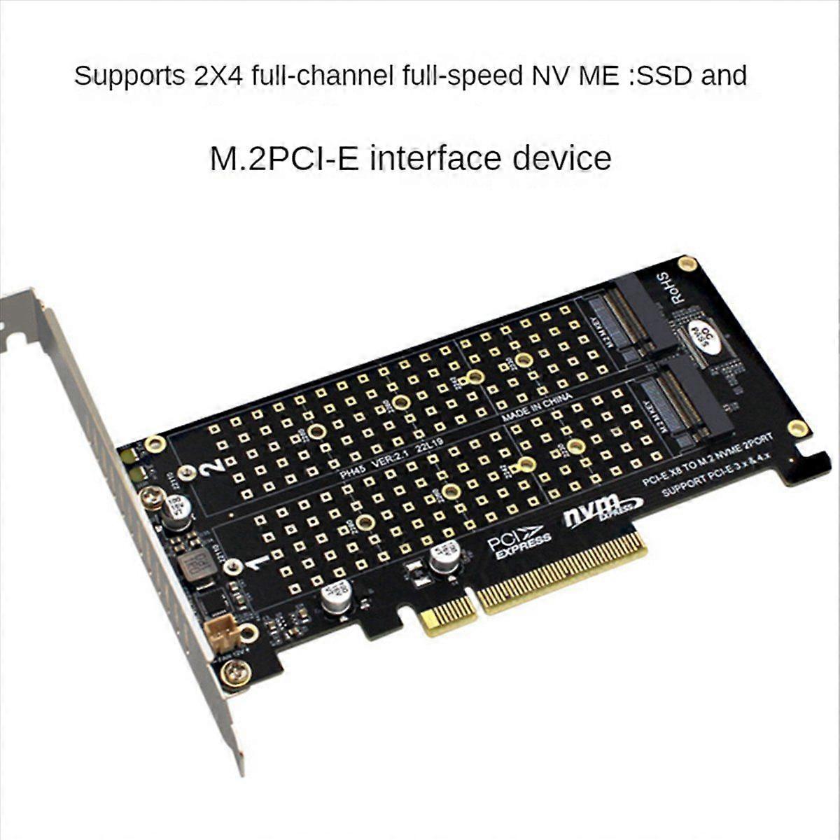 PCI-E X8 Double Disk Card NVME M.2 M KEY SSD Expansion Adapter