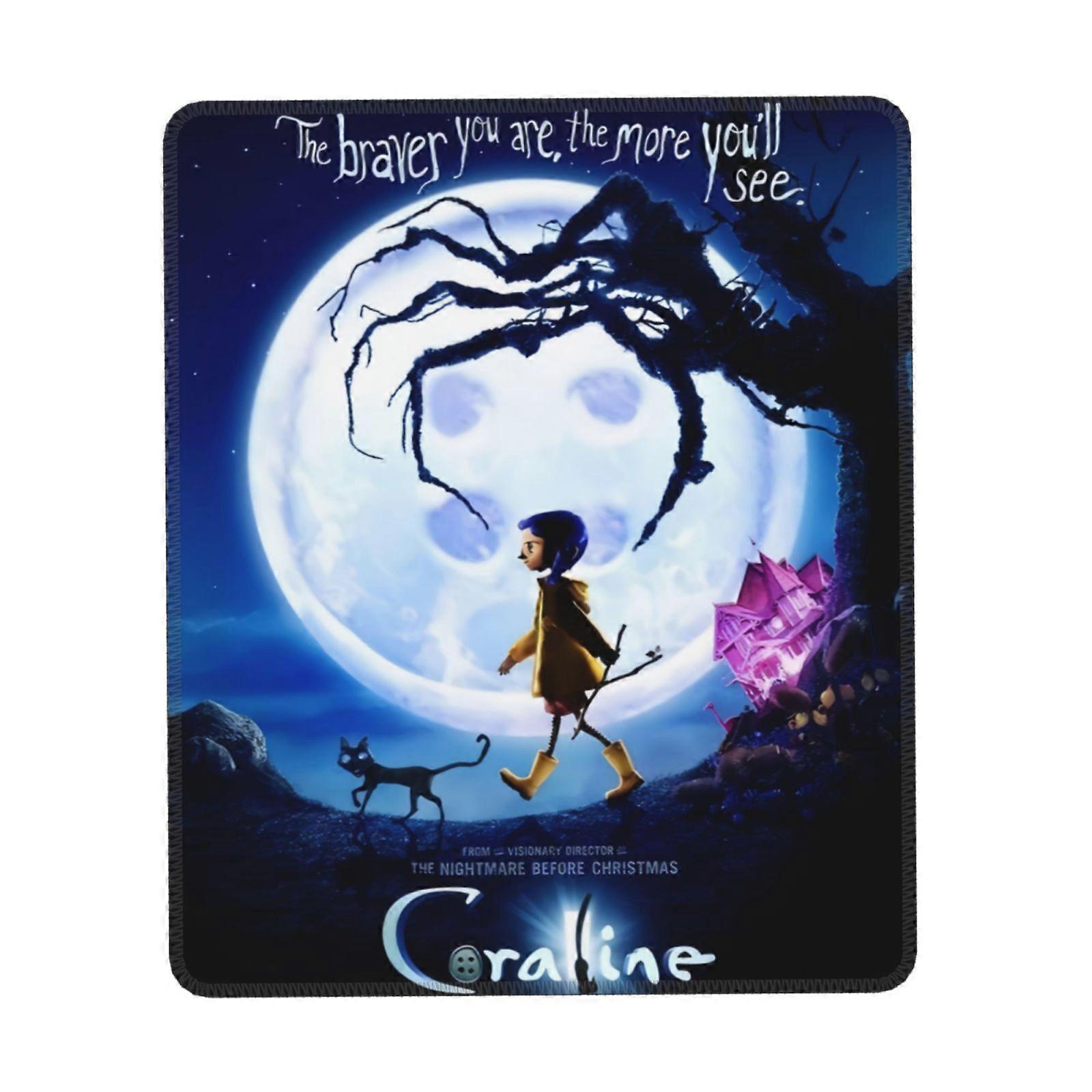 Coraline Mouse Pad with Stitched Edge, Non-Slip Rubber Base, Washable Lycra Cloth, Compatible with Computers and Laptops