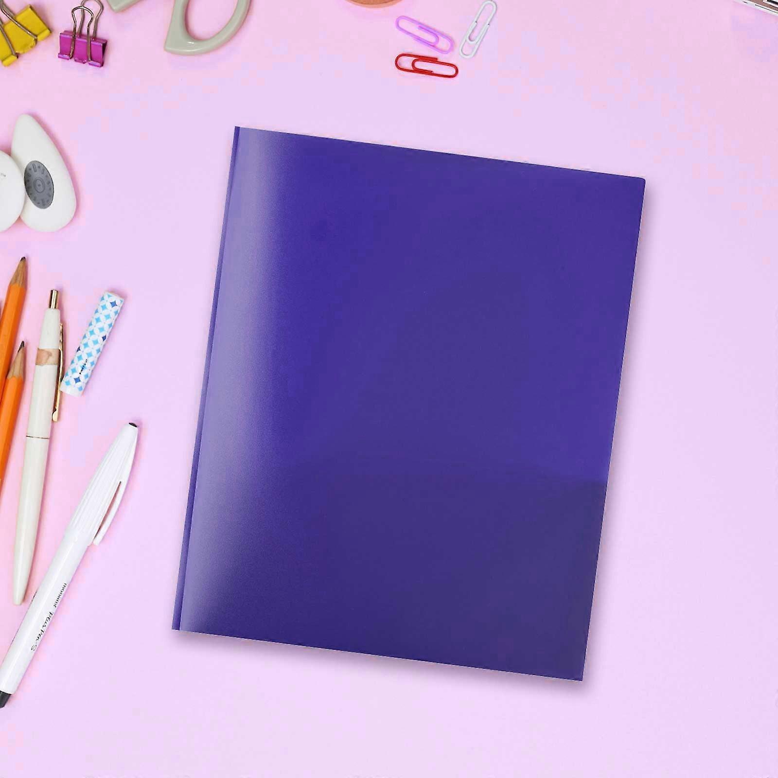 2 Pocket 3 Prong Folders, Letter Size, Compatible with Fasteners, Durable Plastic, 4 Colors, Purple (1pc)