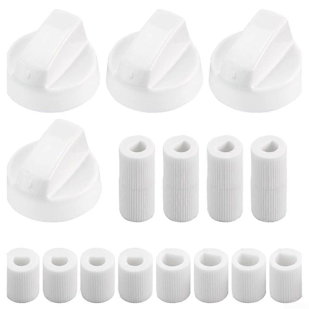 4 Pcs Oven Cooker And Hob Switch Knob Replacement Set, PVC White Knobs For 6mm/8mm Shafts With Clear Temp Markings