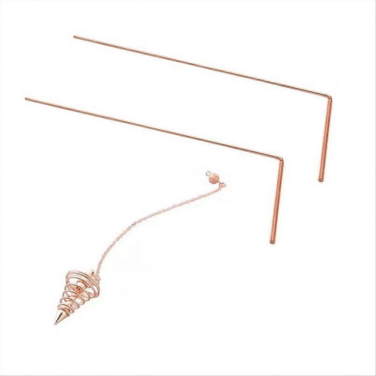3Pcs/Set Copper Dowsing Rods Kit Metal Detector Rod Divining Rods + Pendulum for Water Divining Wit