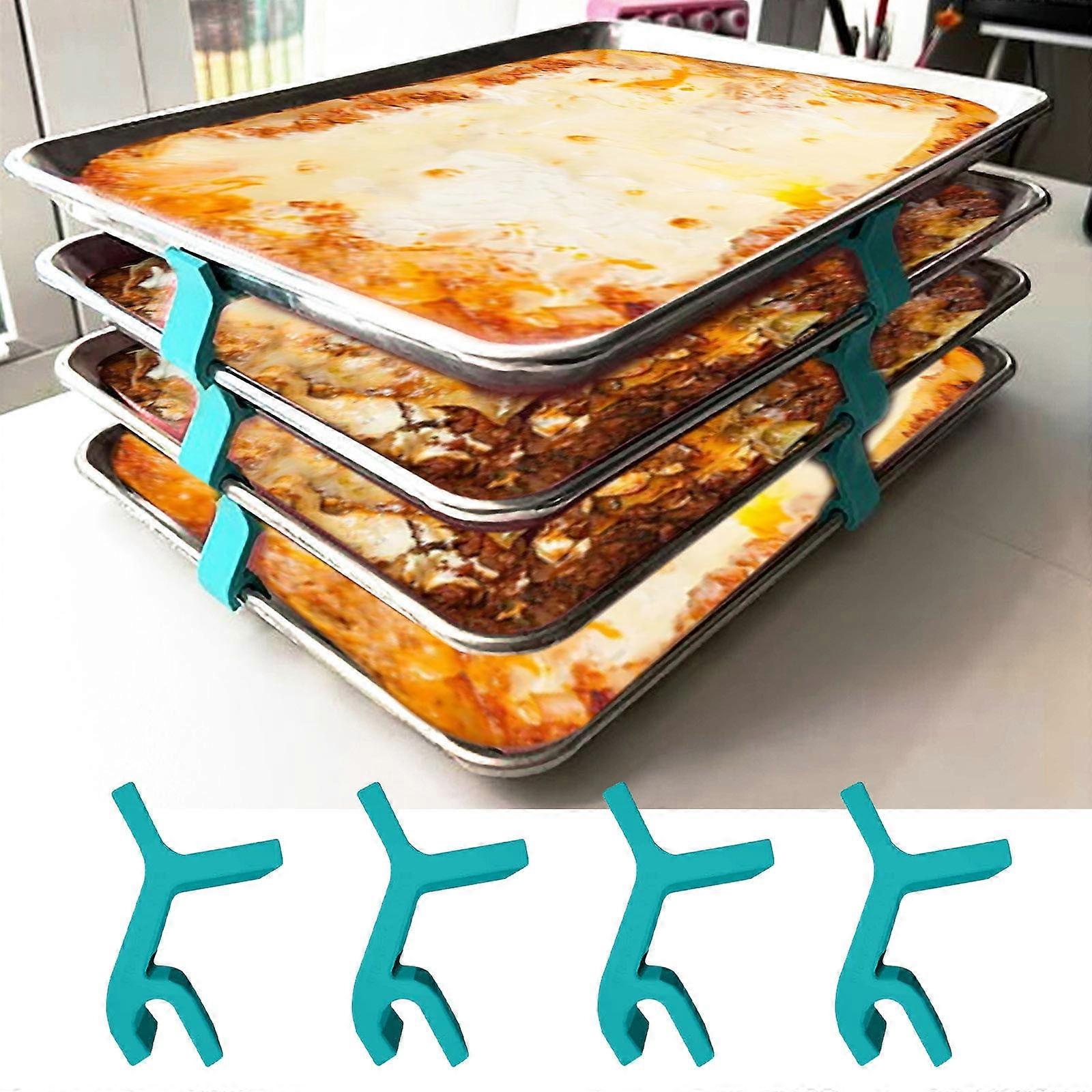 Oggfader 4pc Baking Sheet Stackers Tray Stackers For Baking Sheets And Trays Blue