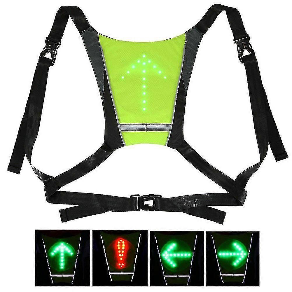 Led Cycling Vest, Led Reflective Vest With Direction Indicator - Remote Control, Direction Lights, Usb