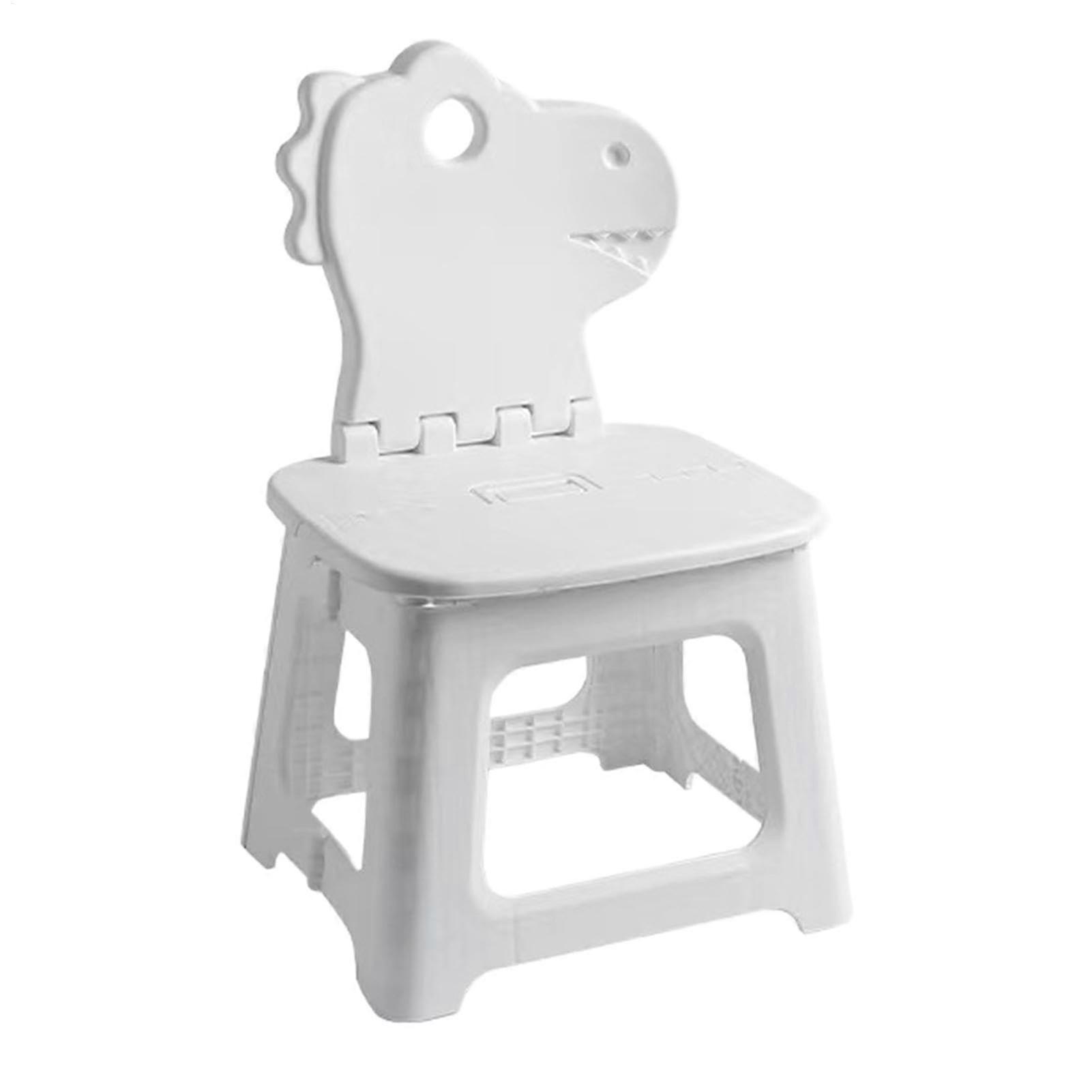 Step Stool Foldable Cartoon With Back Support Thickened Seat For Home Bathroom Travel Picnic Dinosaur Pattern M
