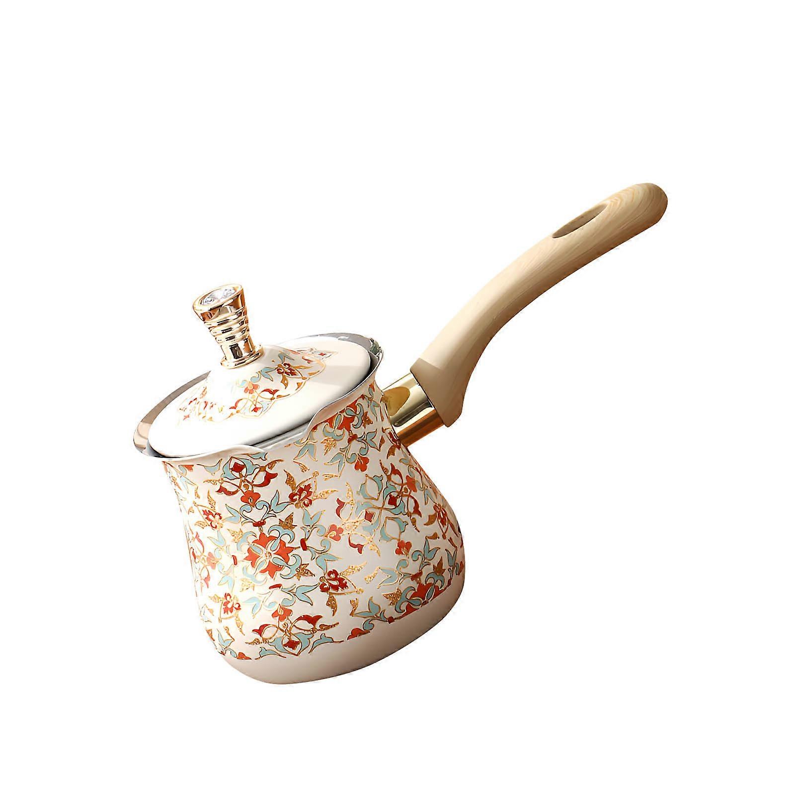 Rustproof Turkish Coffee Pot With Comfortable Wooden Handle Quick Brewing Design For Home Office Multicolor