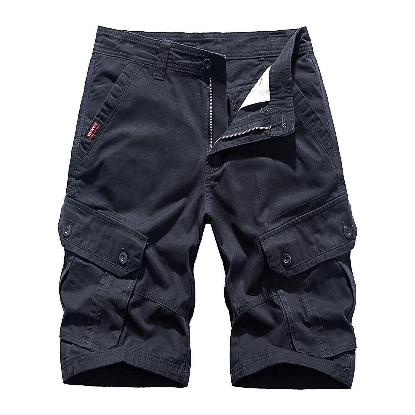 Men's Cargo Shorts Blue Size 34 MultiPocket Summer Work Shorts